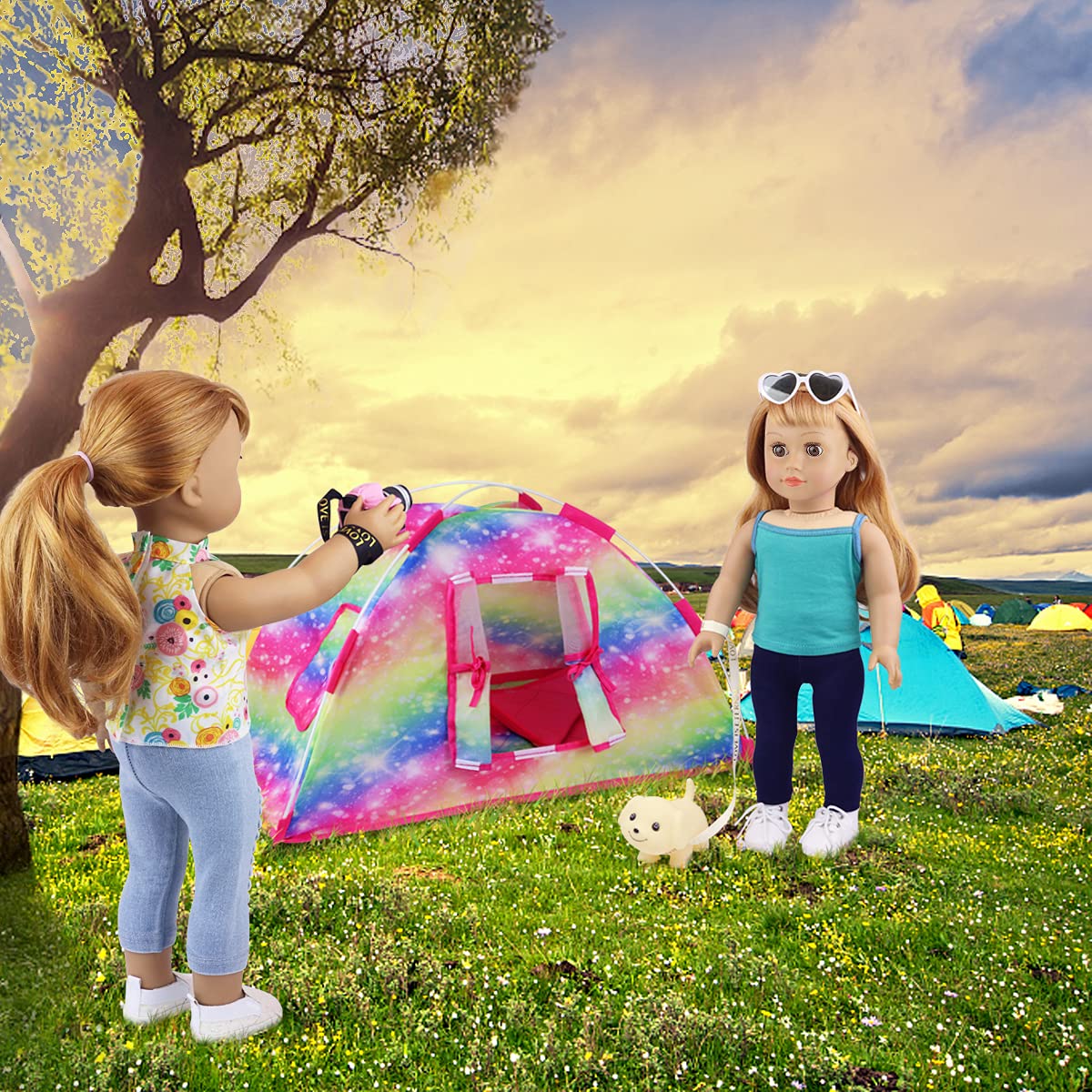 ZITA ELEMENT sleeping bag for 18-inch dolls for cozy camping moments