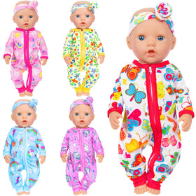 ZITA ELEMENT unicorn rainbow blue jumpsuit for 14-18 inch dolls, ideal for imaginative play.