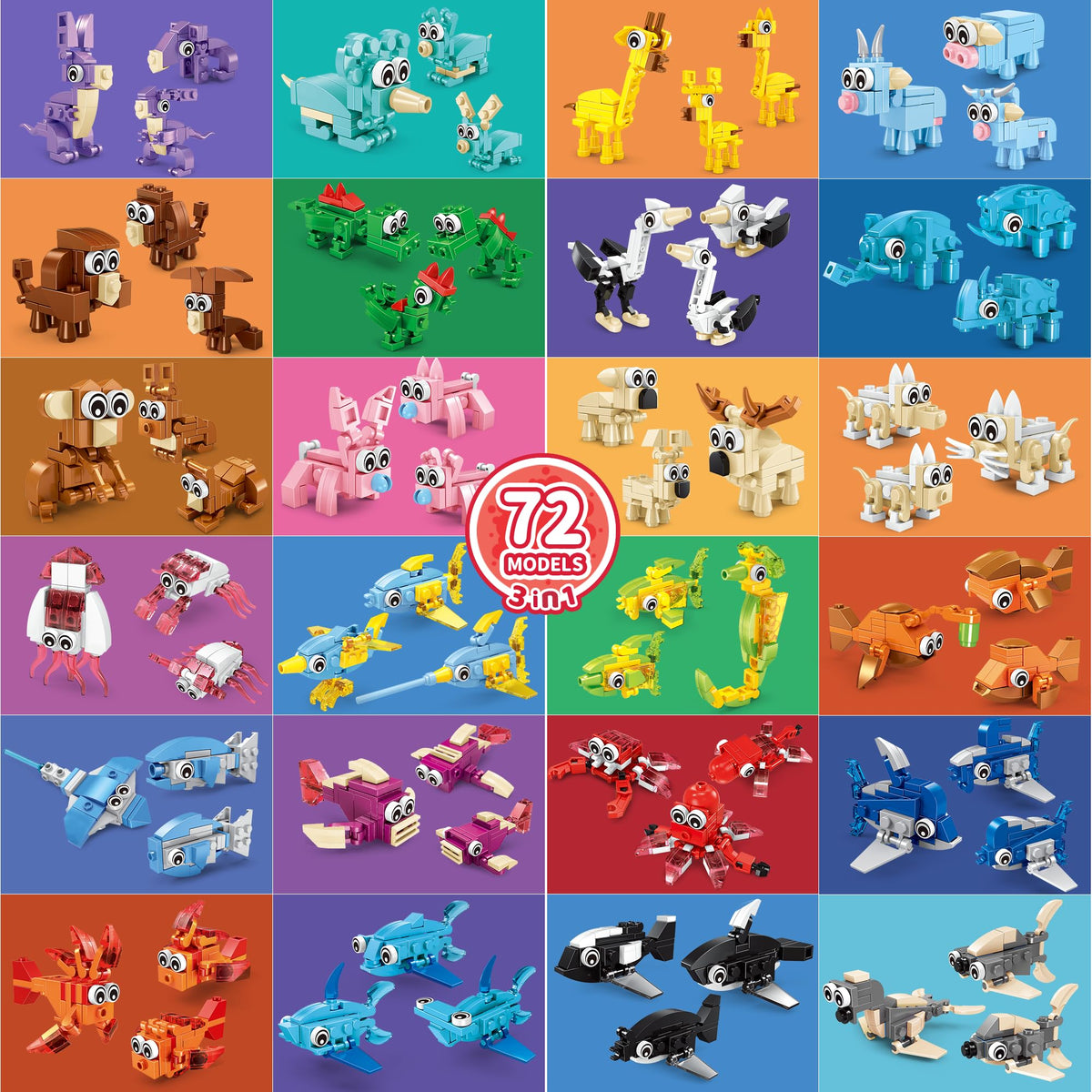 Zitetbolo 72-model 3in1 animal designs encourage creativity and hands-on learning.