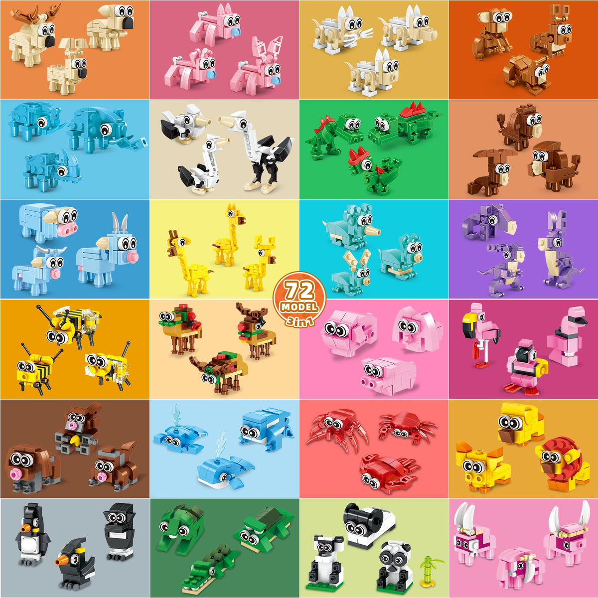 Zitetbolo three-in-one models offer diverse play with 72 total creations.