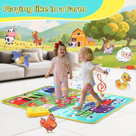 Close-up of drum-area buttons for toddler percussion on Zitranse mat.