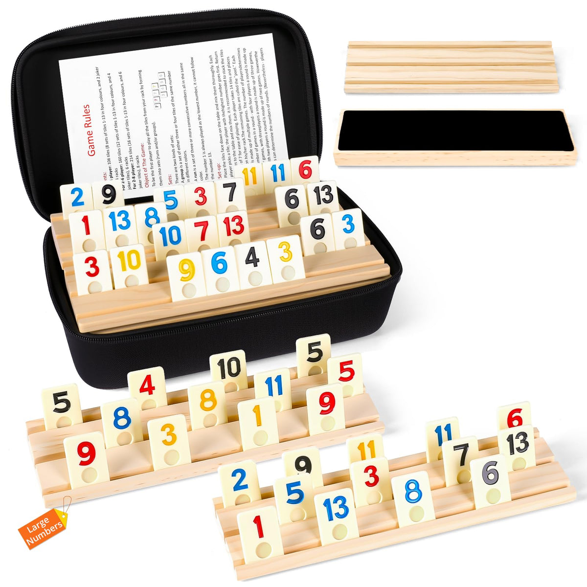 ZIXCARE Rummy Cube tiles with large numbers for easy visibility during play