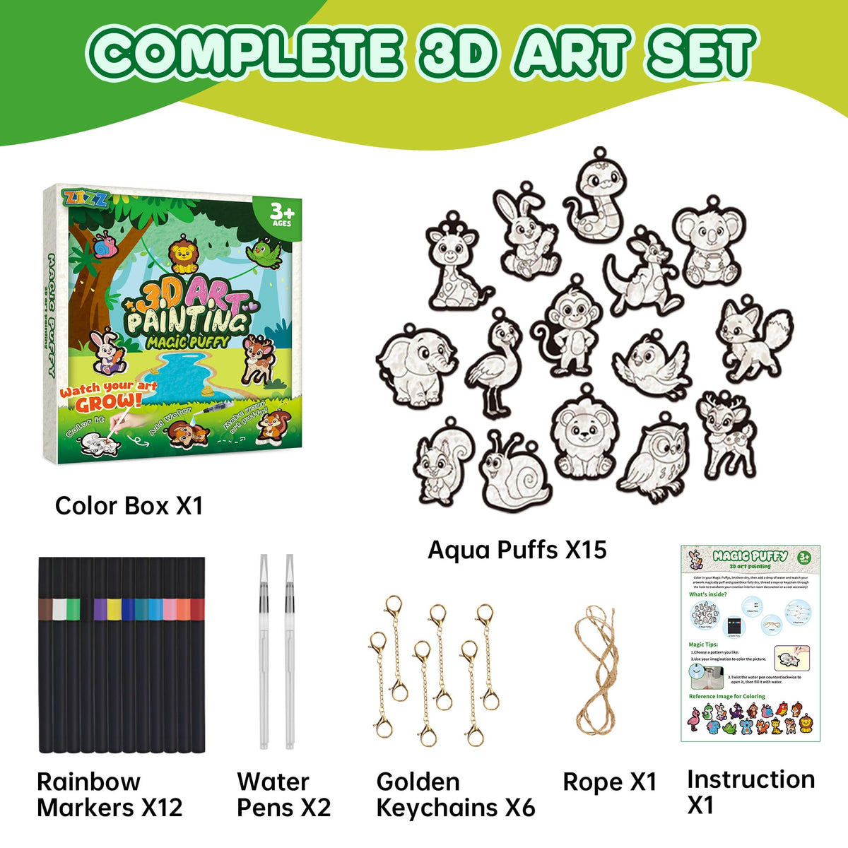 ZIZZ 3D Water Puffs water pen activation creates soft expandable art