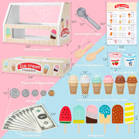 ZJEFUNS wooden ice creams and popsicles — encourages imaginative role play and fine motor skills.