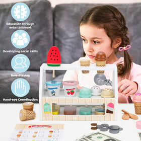ZJEFUNS wooden menu and notes — supports storytelling and turn-taking during pretend shop.