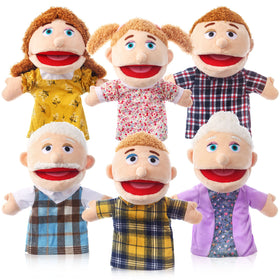 ZJoey 6 Pcs family hand puppets collection for imaginative storytelling and pretend play.