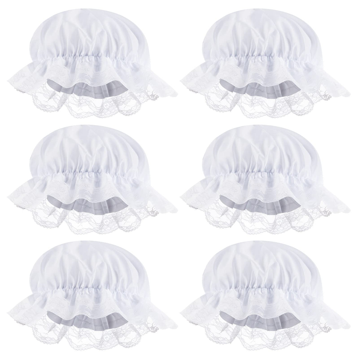 ZJoey white mob cap 6-piece set for group colonial costume events