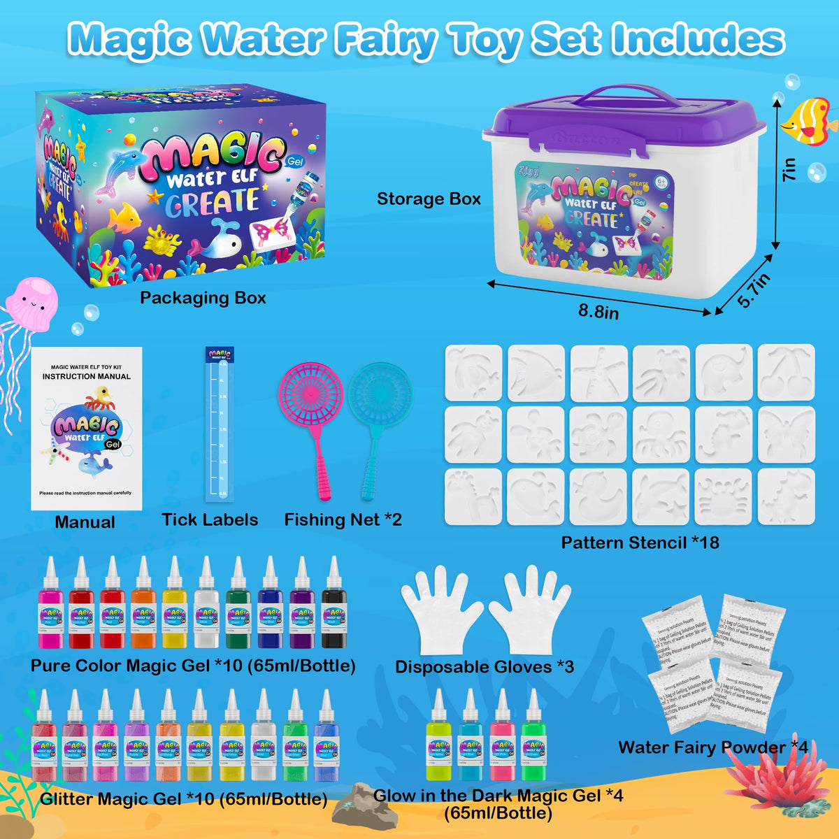 ZJYY Magic Water Elf Kit colorful hydrogels spark vivid sea creature play