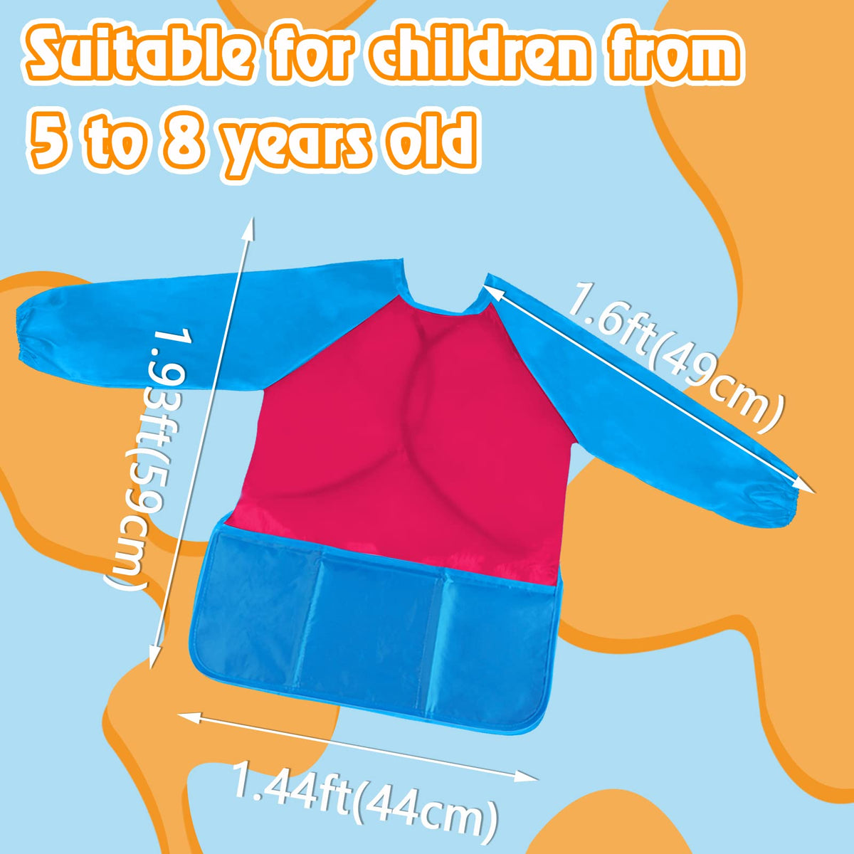 Zkptops waterproof polyester art smock close-up texture resists spills.