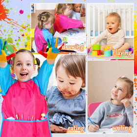 Zkptops yellow long-sleeve art smock with pockets suitable for crafts.