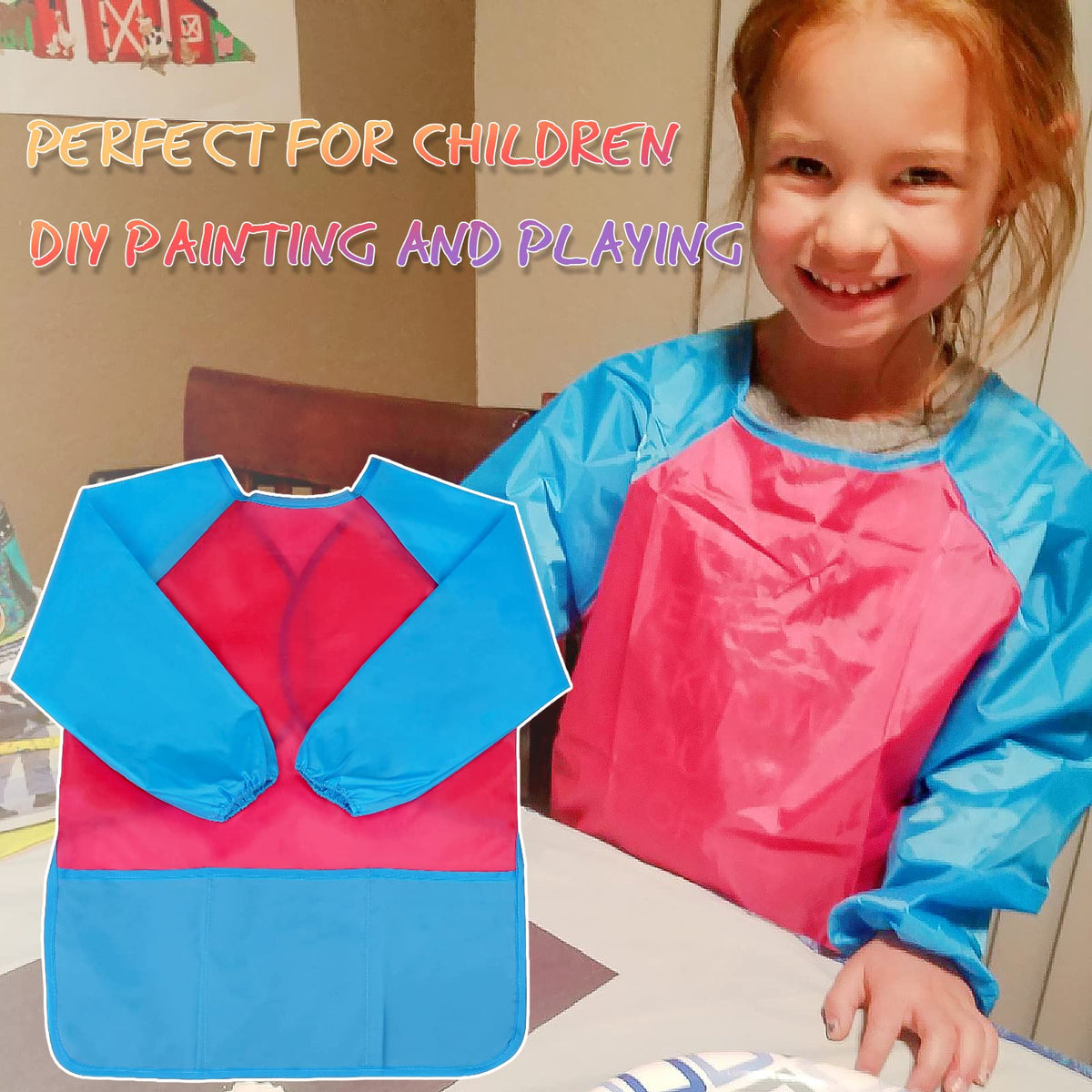 Zkptops Kids Art Smocks durable waterproof fabric for daily crafts.