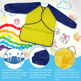 Zkptops Kids Art Smocks long sleeves offer full coverage for active painters.