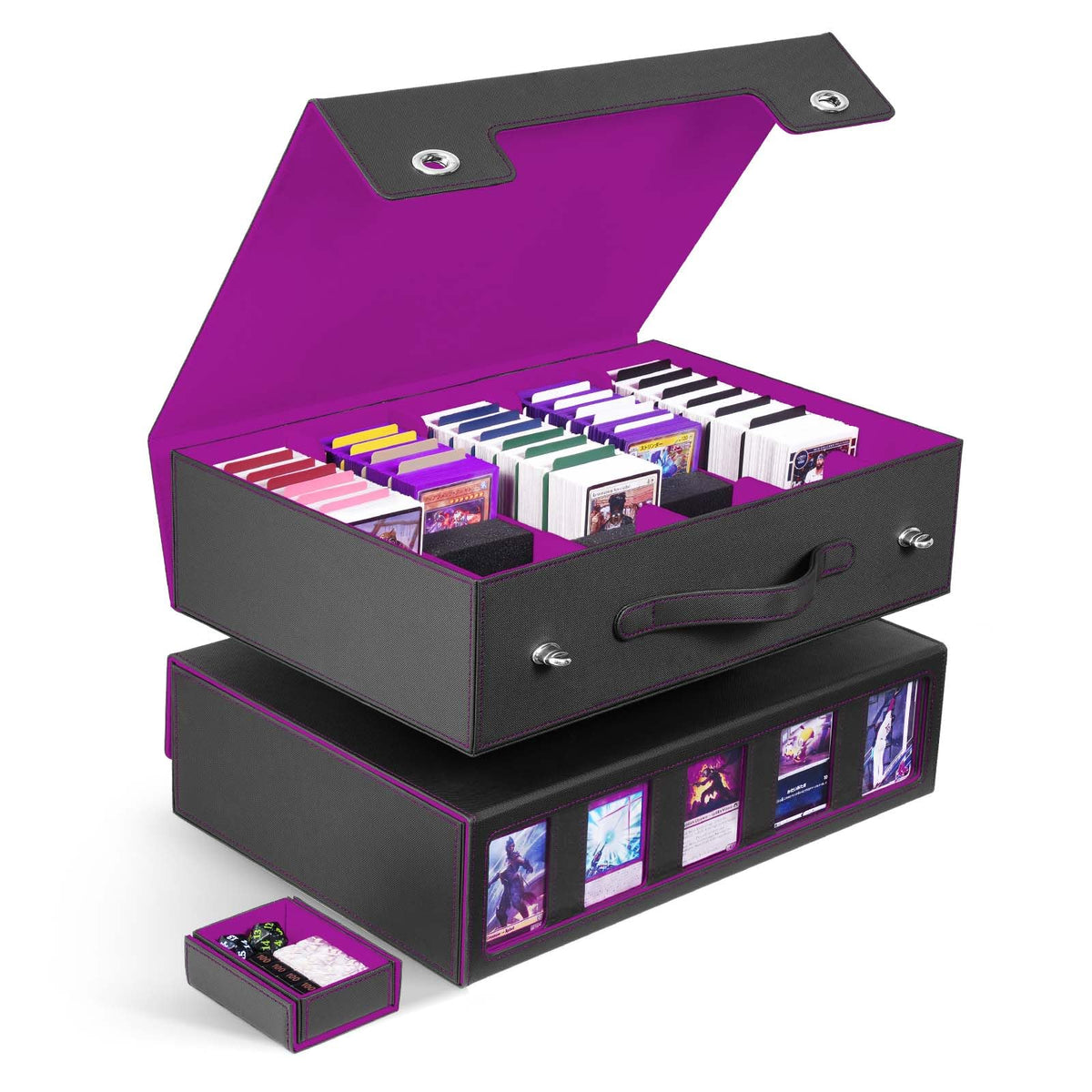 ZLCA 5-row box with handle organizes 3900+ unsleeved cards.