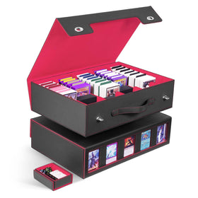 ZLCA 5-row card storage box with handle keeps 3900+ unsleeved cards organized