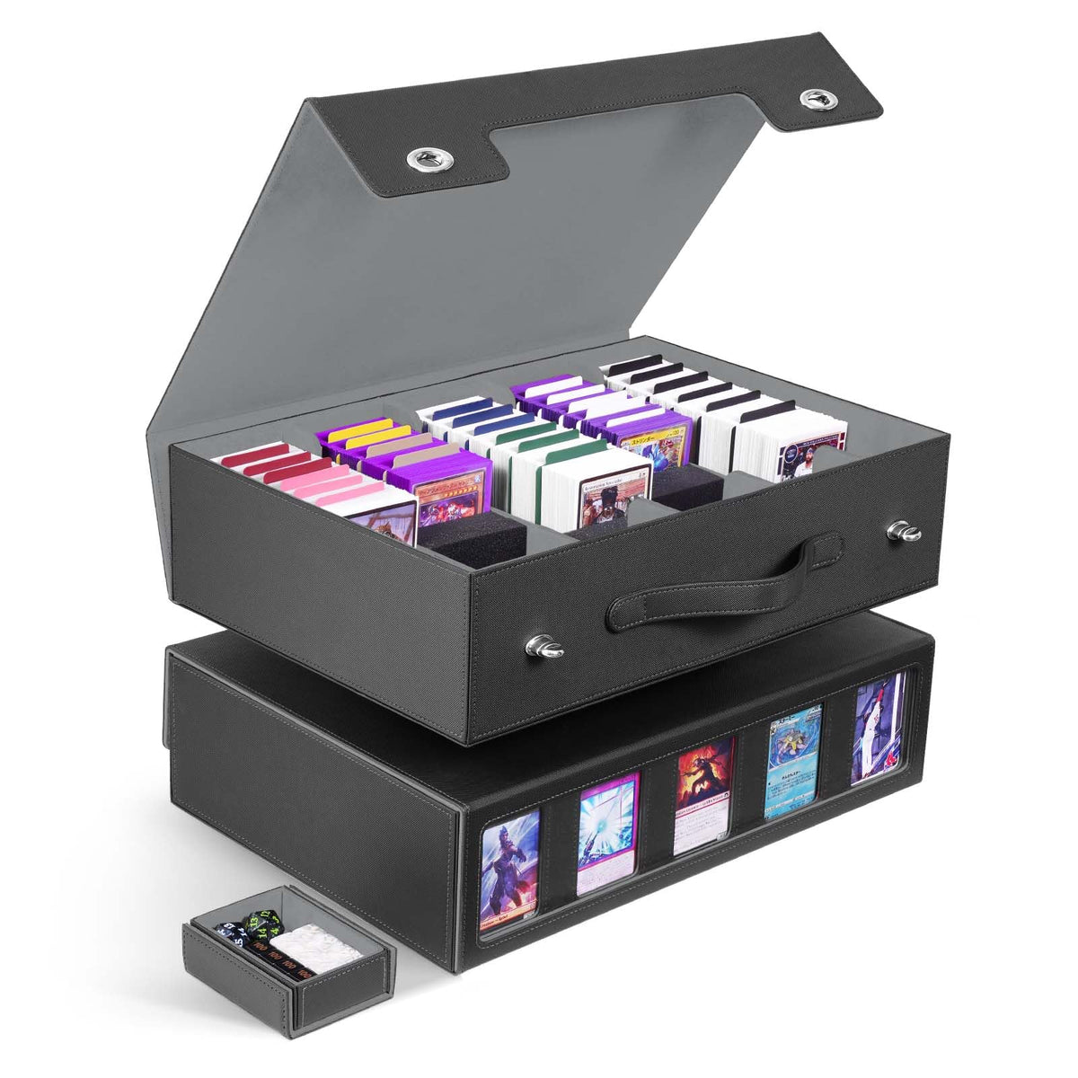 ZLCA 5-row card storage box with handle offers organized transport for 3900+ cards.