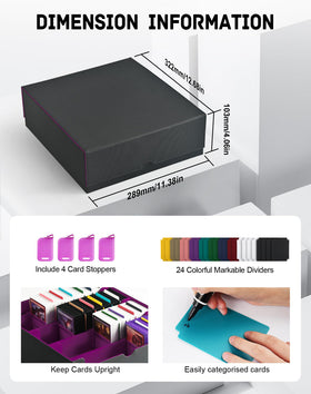 ZLCA box with 24 writable dividers organizes cards efficiently.