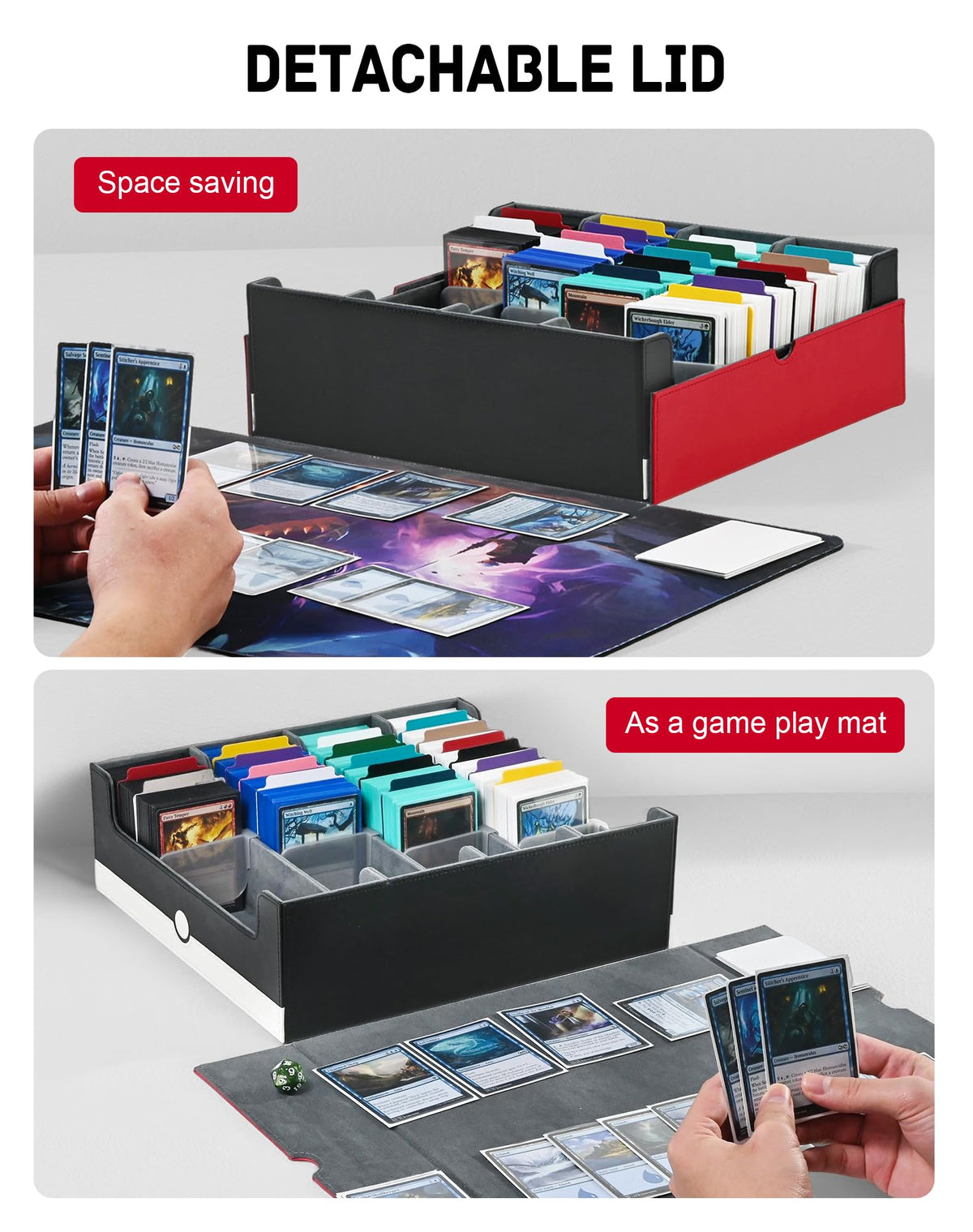 ZLCA detachable lid with magnets prevents spills and doubles as a play surface.