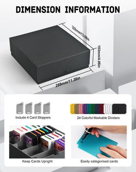 ZLCA deck box showing 24 colored dividers for easy sorting.