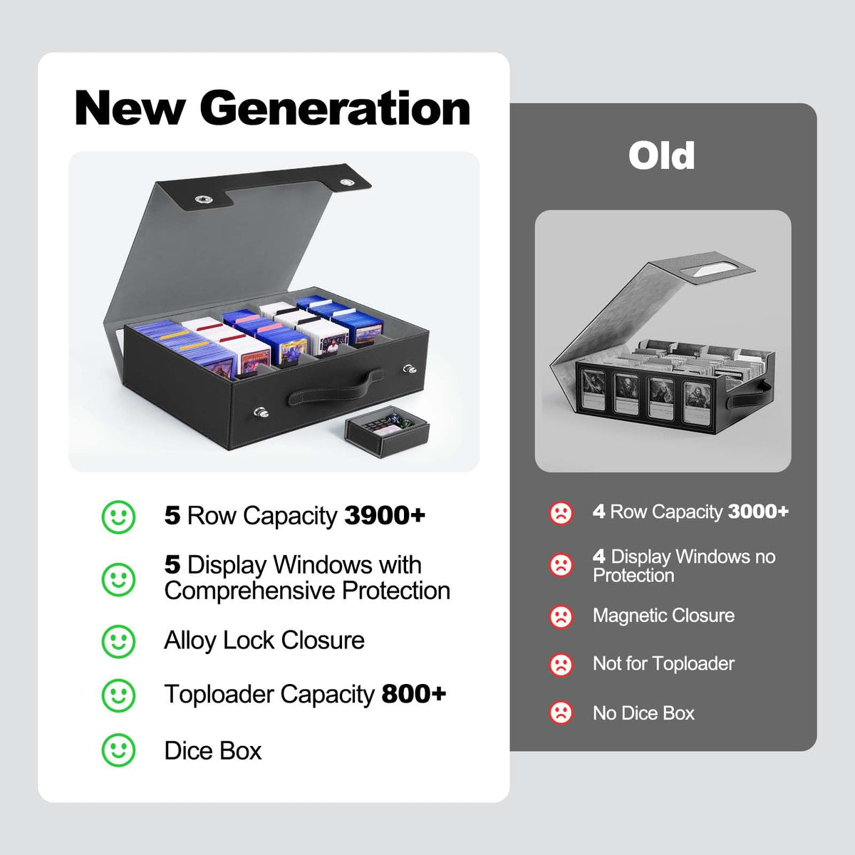ZLCA metal latch closure provides secure, reliable sealing for card collections.