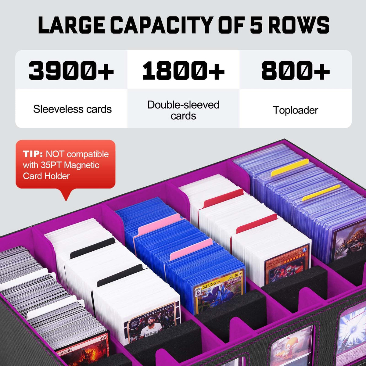 ZLCA display windows enable fast sorting of trading cards.