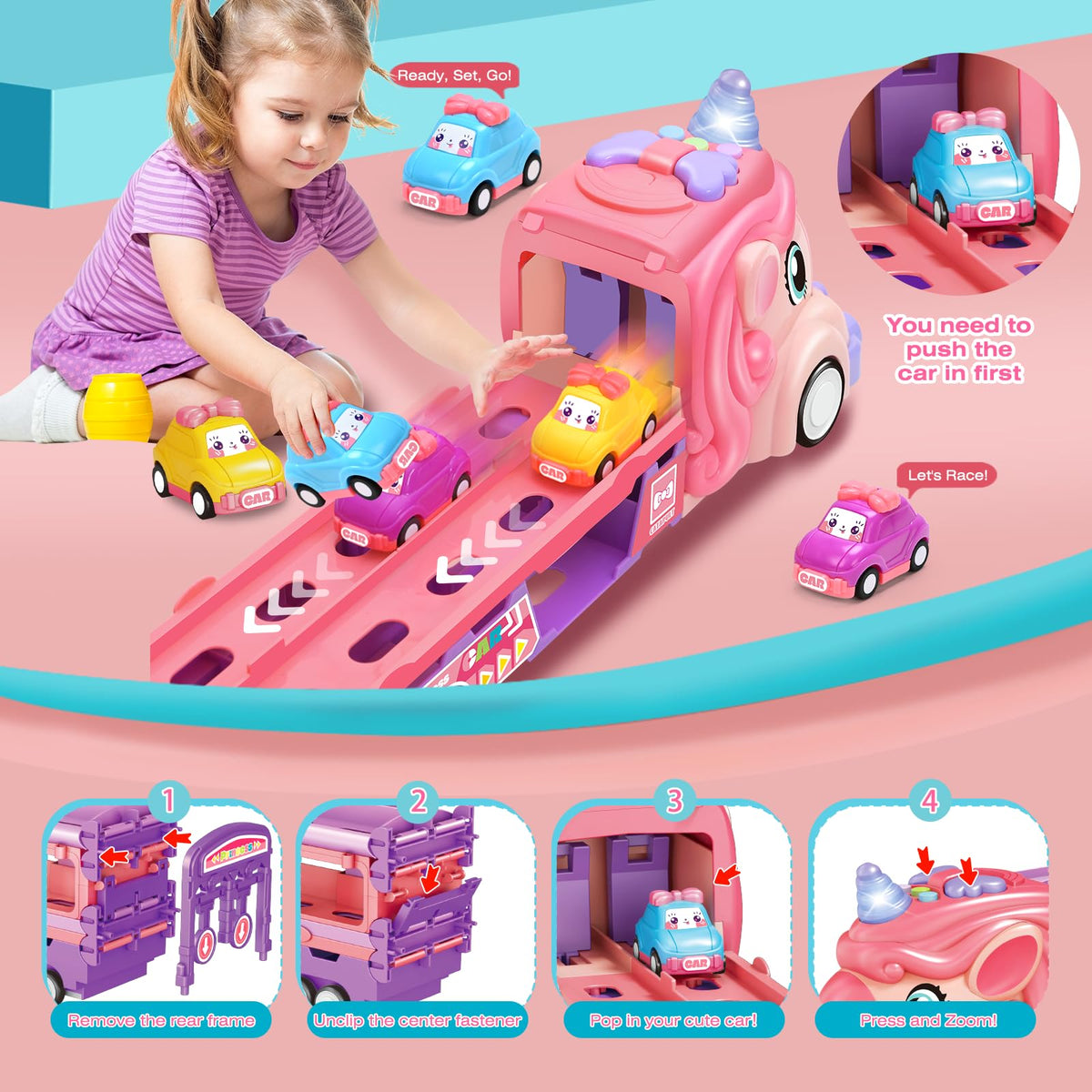 Built-in LED lights and sounds enhance immersive play sessions for kids.
