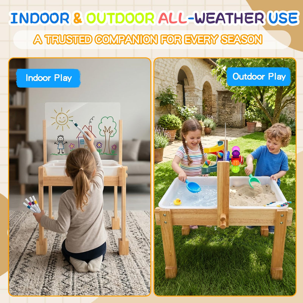 ZMLBTF rubber-wood-construction offers durable outdoor use.