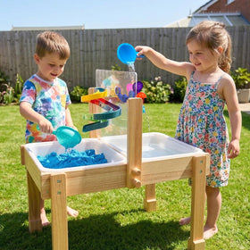 ZMLBTF sand-and-water-table for toddlers with dual basins for organized play.