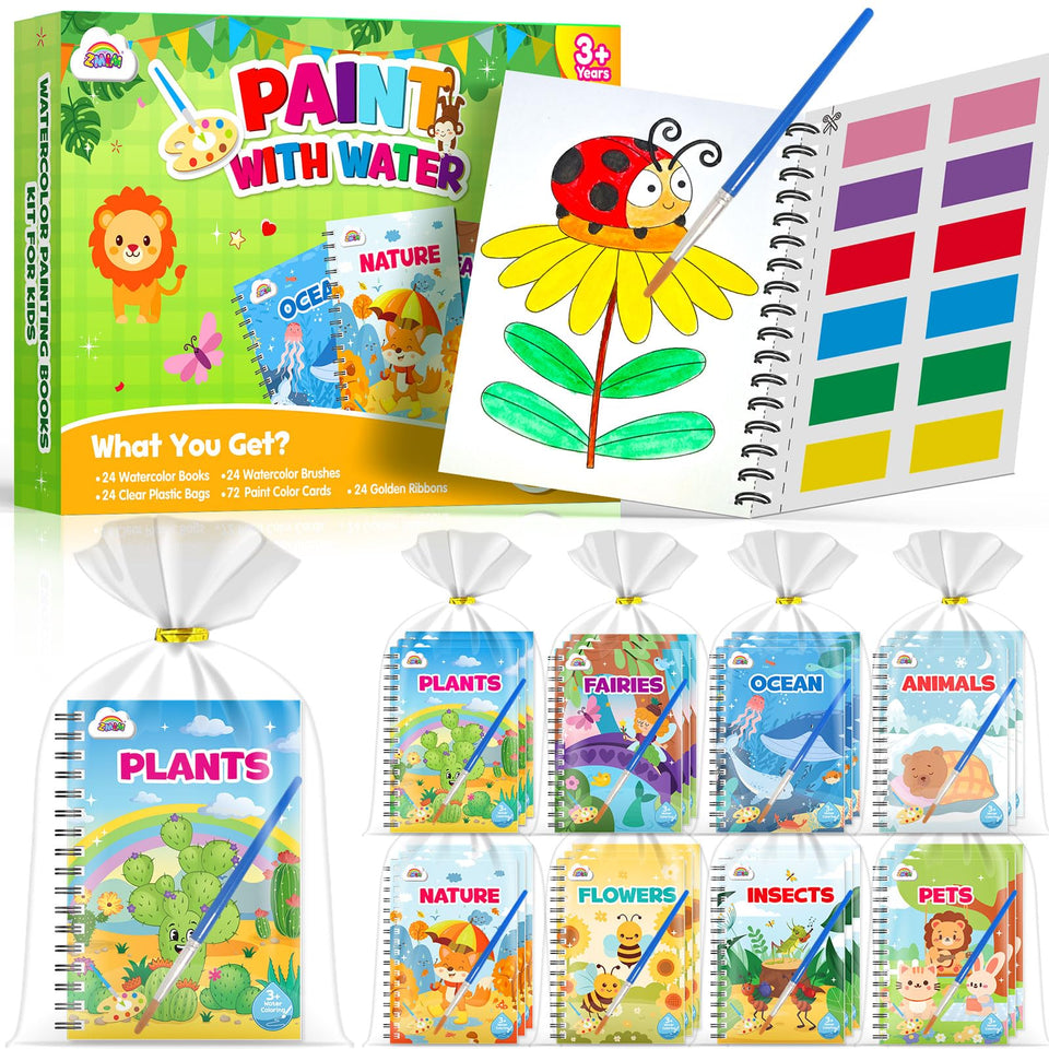 ZMLM 24 water coloring books Nature cover, ideal bulk party favors for classrooms