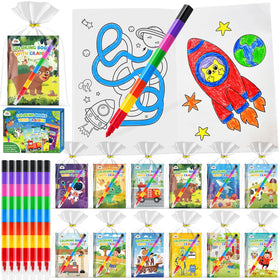 ZMLM coloring books with crayons 24-pack for kids, ideal party favors and classroom activities.