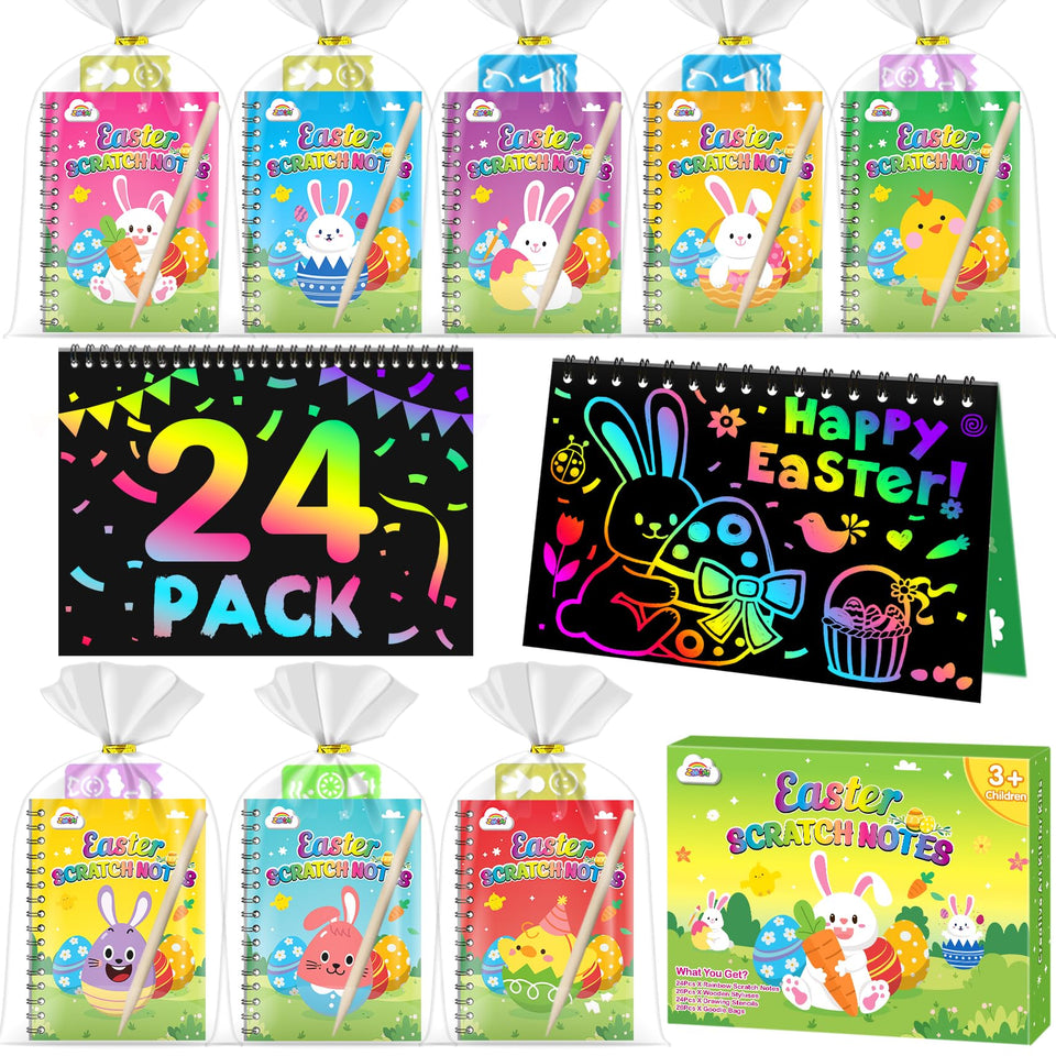 ZMLM Easter scratch art notebooks reveal rainbow colors for classroom gifts.