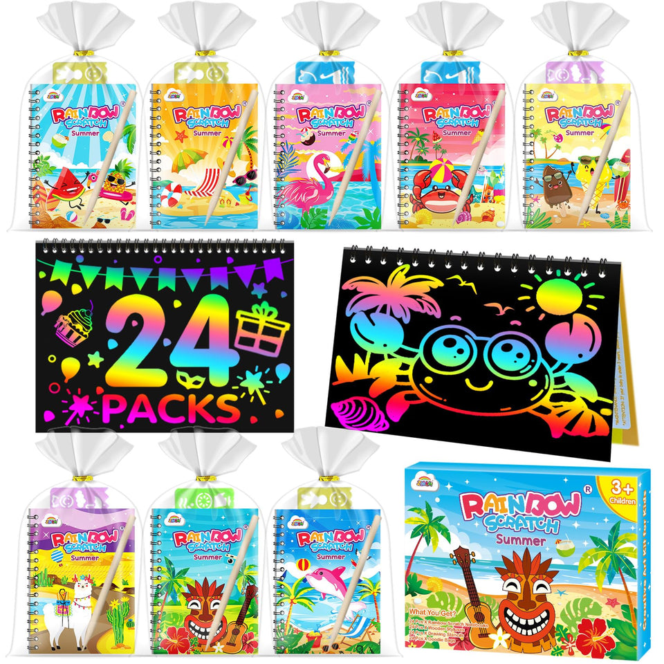 ZMLM Scratch Art 24-pack notebook revealing rainbow colors for creative play