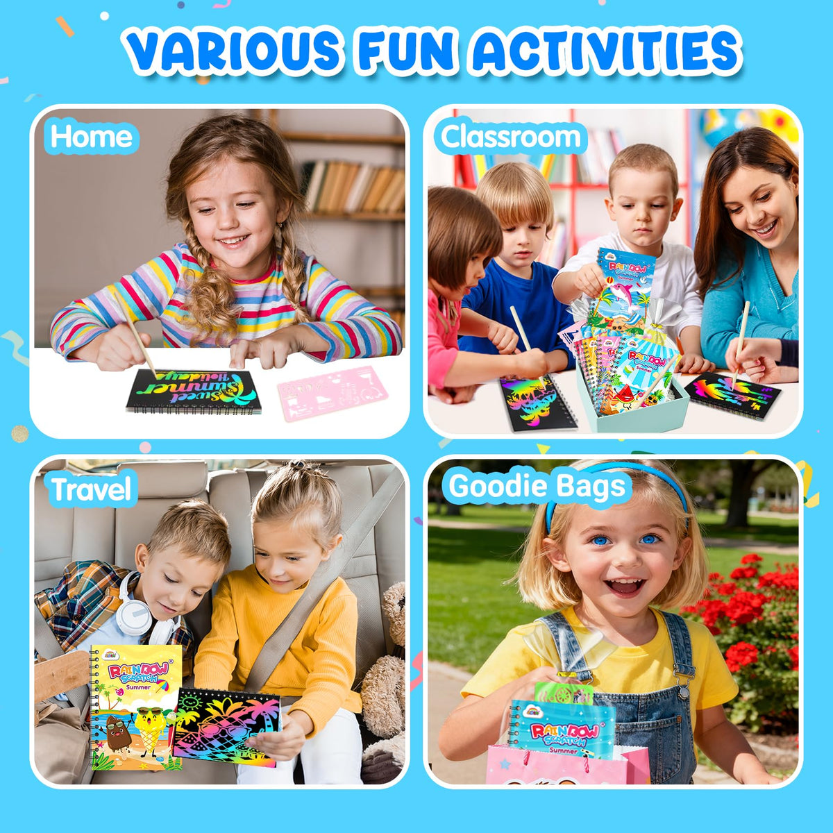 ZMLM rainbow colors on scratch paper spark vibrant creativity in children