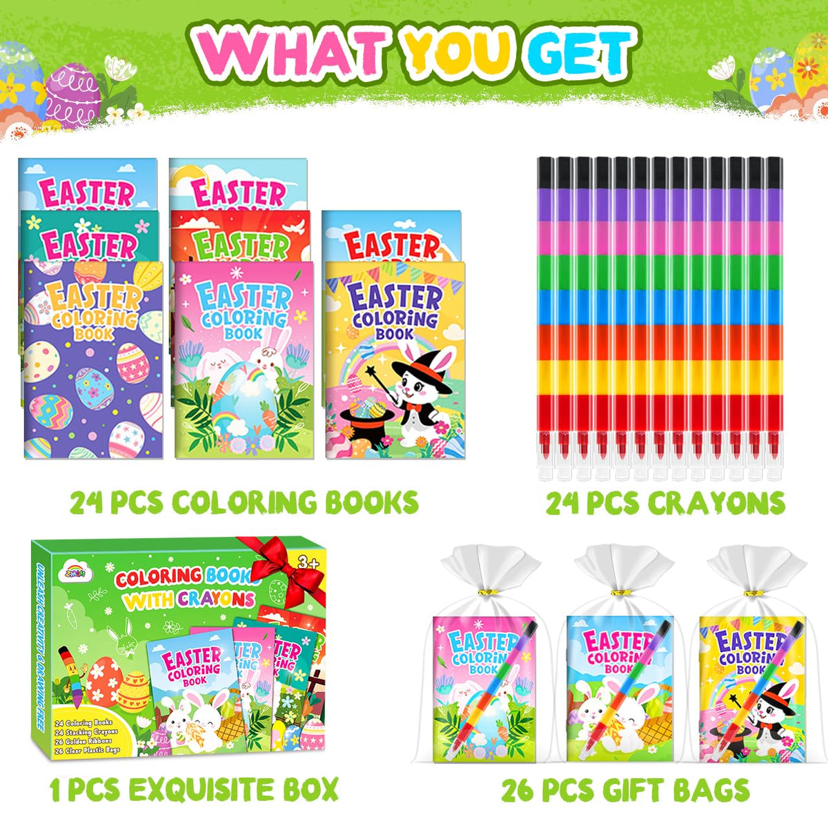 ZMLM stackable 8 color crayons accompany the coloring set