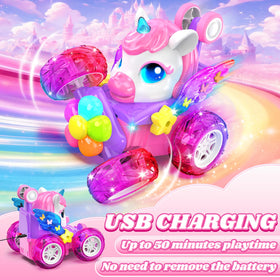Zmpolir Unicorn RC Car eyes lights create magical nighttime ambience.
