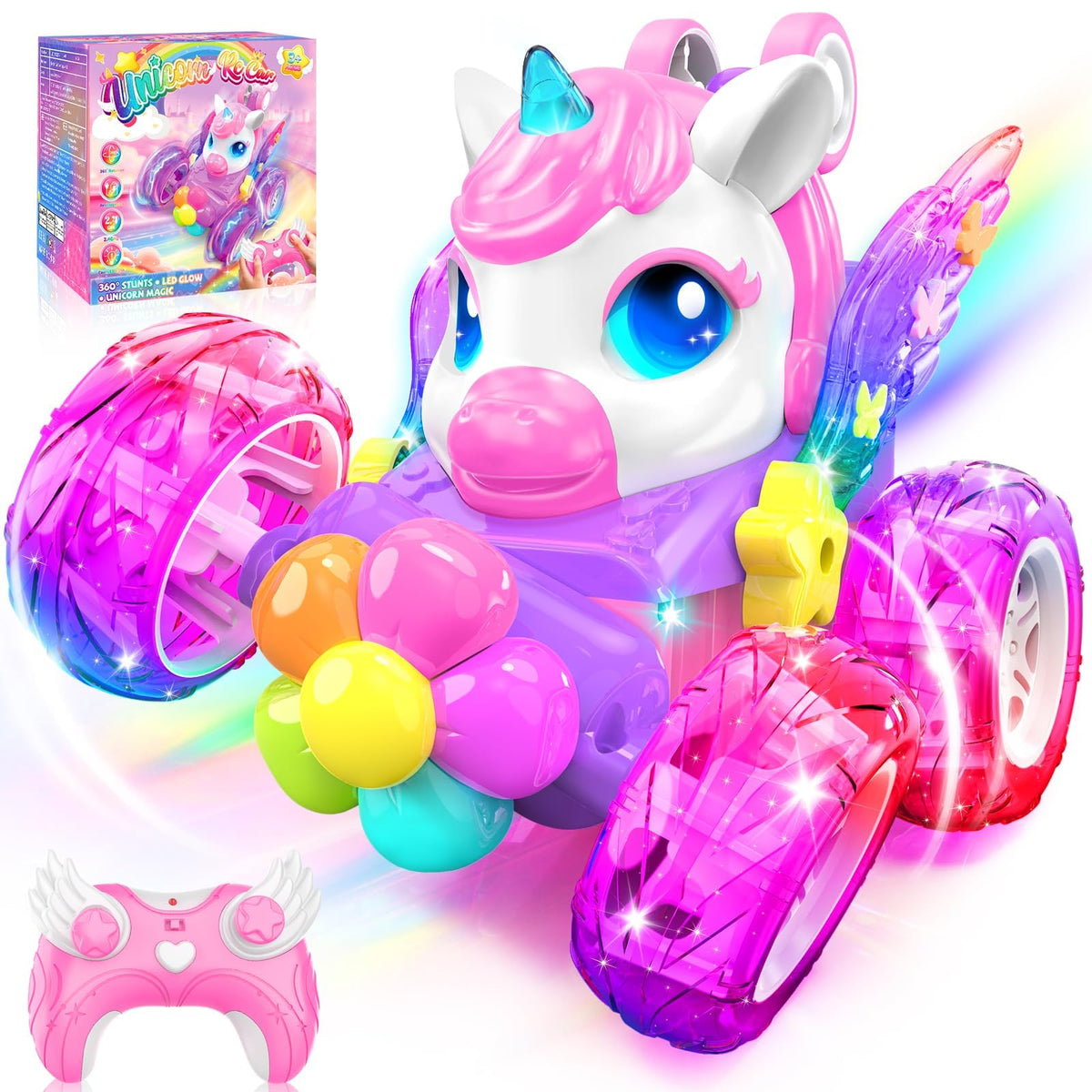 Zmpolir Unicorn RC Car with glow wings for captivating indoor and outdoor play.