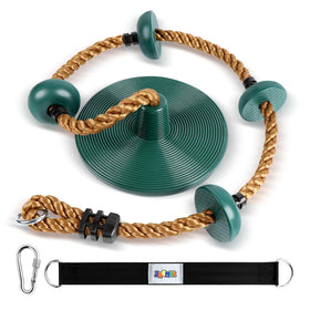 ZNCMRR climbing rope with platforms and disc swing seat in action, inspires active outdoor play