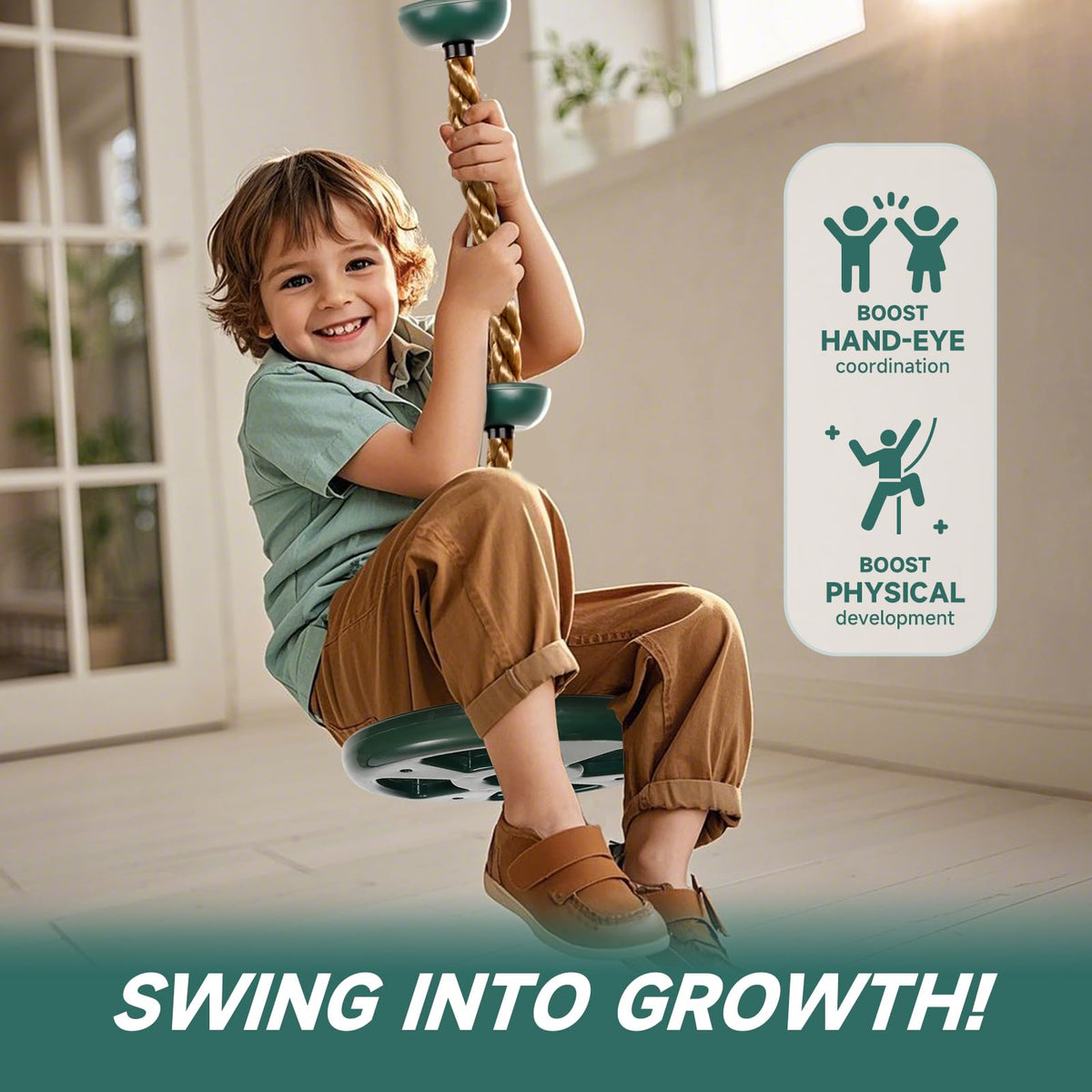 ZNCMRR heavy-duty rope section supports energetic kids up to 220 lb
