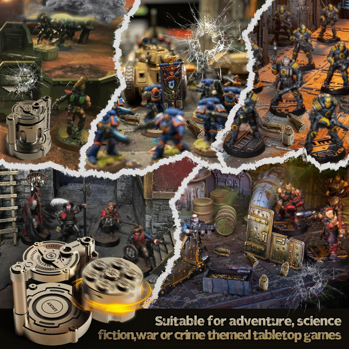 ZNQP metal dice ideal for D&D, sci-fi, and war-themed tabletop sessions