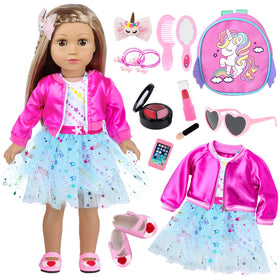 ZNTWEI American 18-inch doll backpack for easy outfit storage.