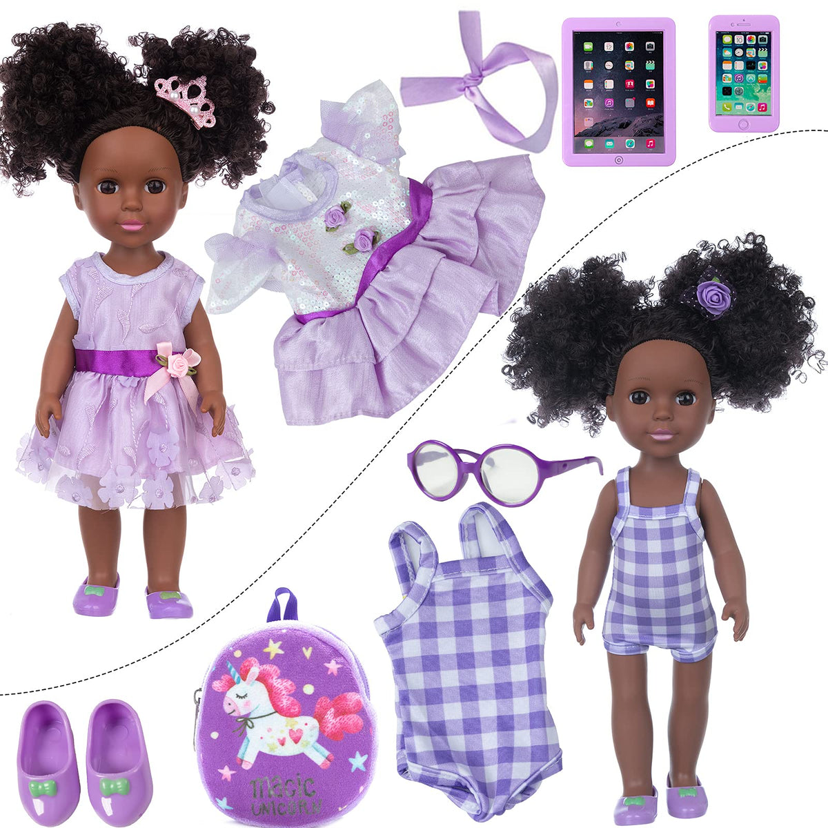ZNTWEI doll clothes sets for mix-and-match dress up.