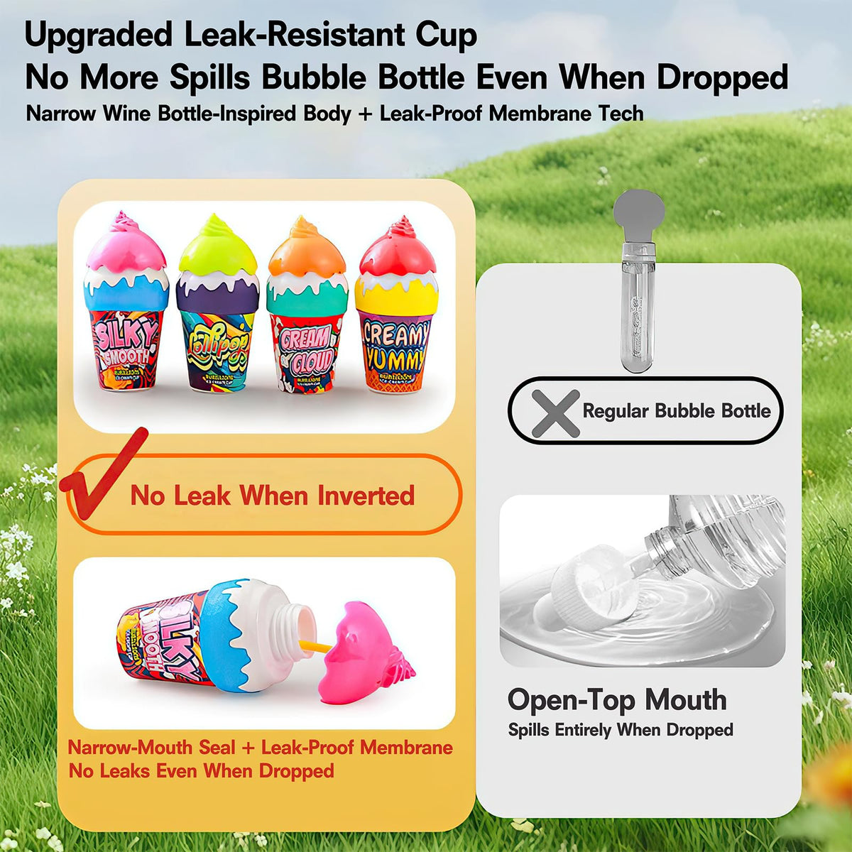 ZOENMG Toddlers holding ice-cream cone bubble wand supports fine motor play.