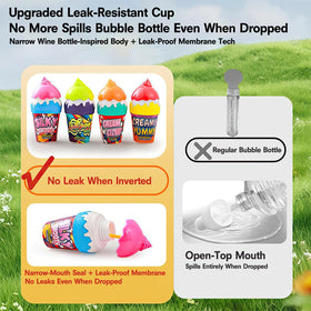 ZOENMG Toddlers holding ice-cream cone bubble wand supports fine motor play.