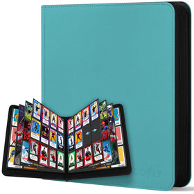 Zofly 12-pocket binder in teal front view with secure 720-card capacity for collectors.