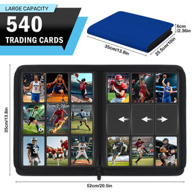 Zofly blue 30-pages side-loading pages enable easy, secure card insertion.