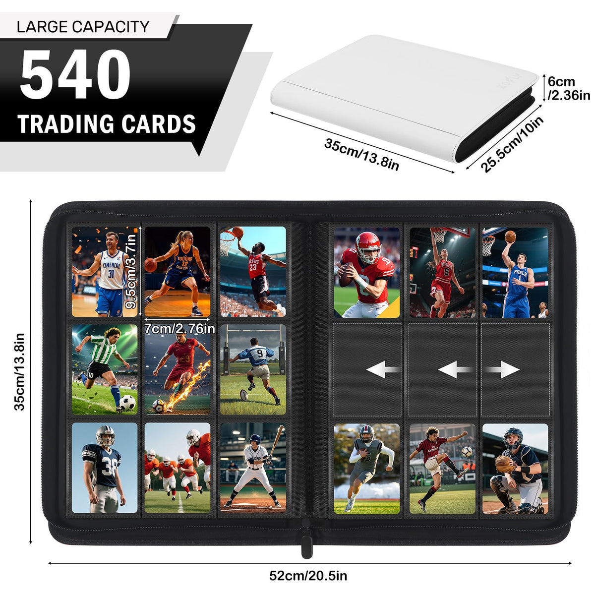 Zofly card album 30 pages side-loading protects cards from fading and wear.