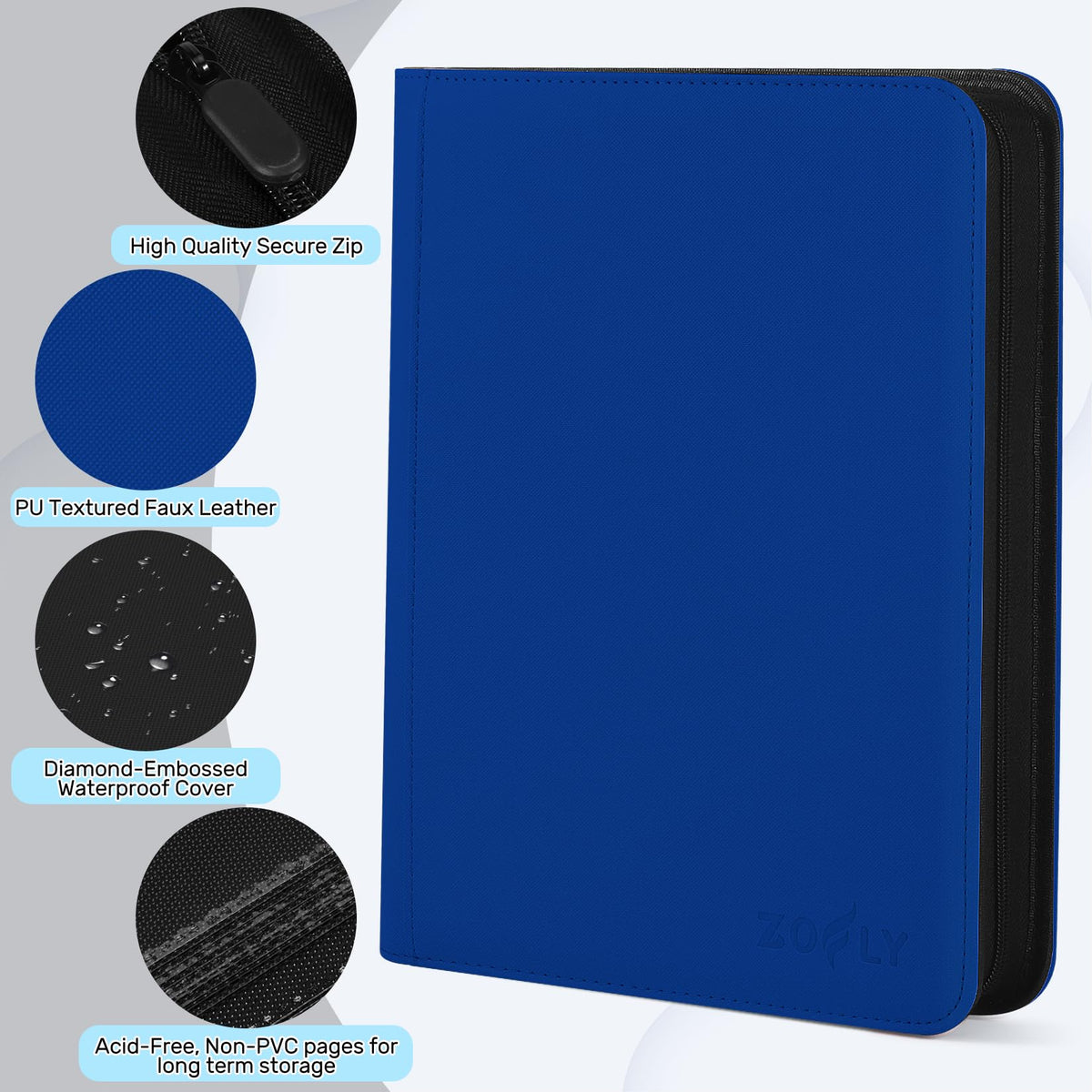 Zofly dust-proof zipper closure protects cards from spills and dust.