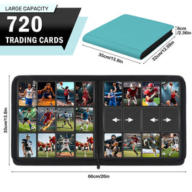 Zofly teal binder with side-loading pages showcasing holofoil cards while protecting against fading.