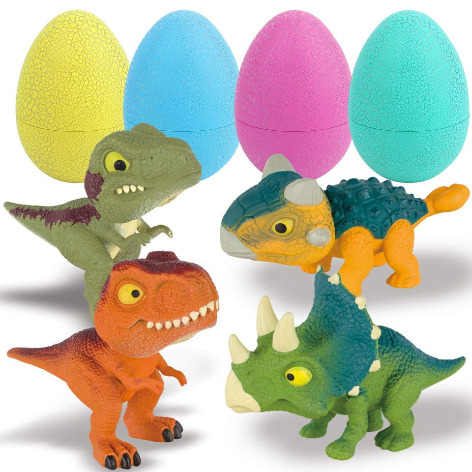 ZOHANINDL dinosaur egg toy 4-pack with colorful eggs for Easter hunts
