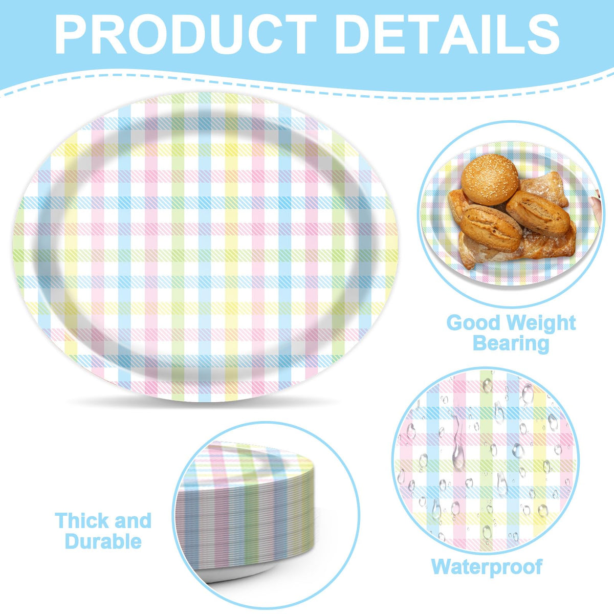 ZOIIWA 50pc Easter plates set for easy party prep and cleanup