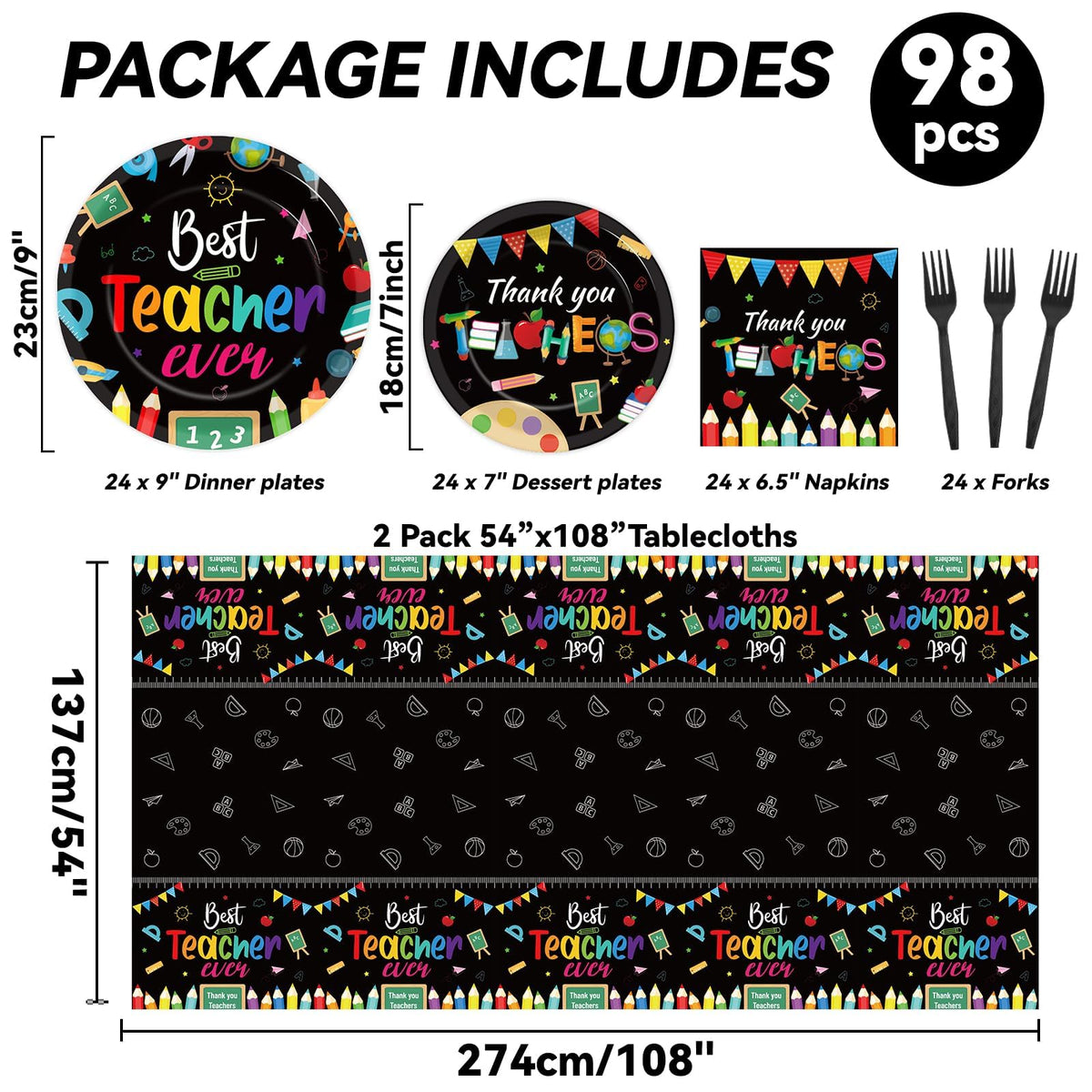 ZOIIWA teacher-theme dessert plates with pencil and ruler motifs for school events